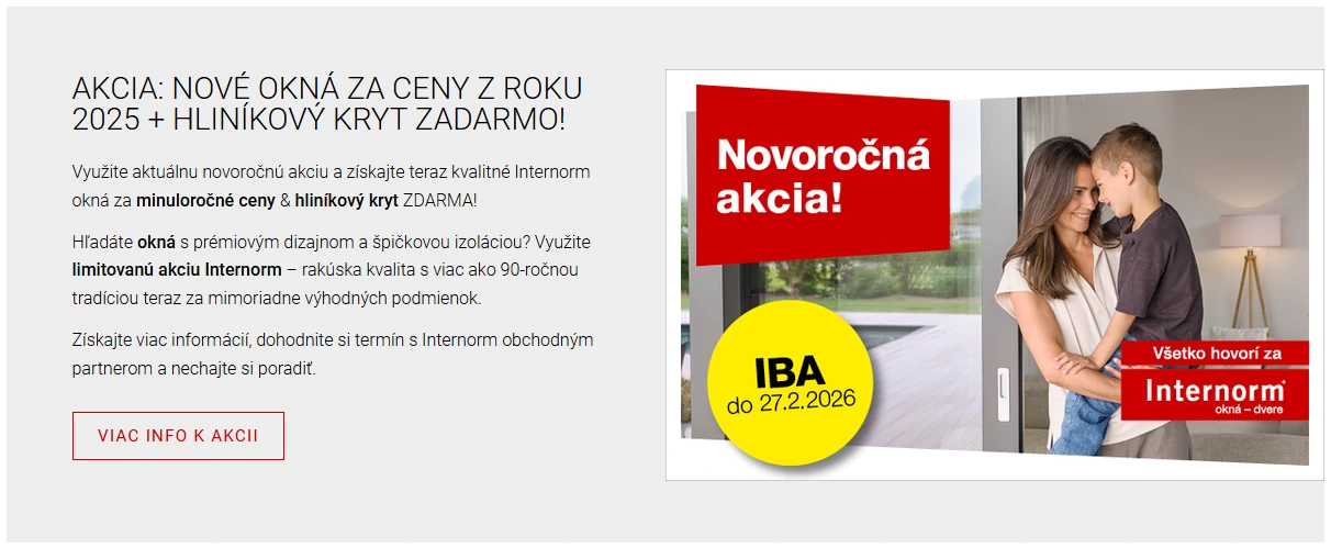Akcia: Nové okná za ceny z roku 2025 + hliníkový kryt zadarmo!